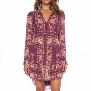 🩷5/$25🩷Free People Bohemian Purple and Cream Long Sleeve Dress